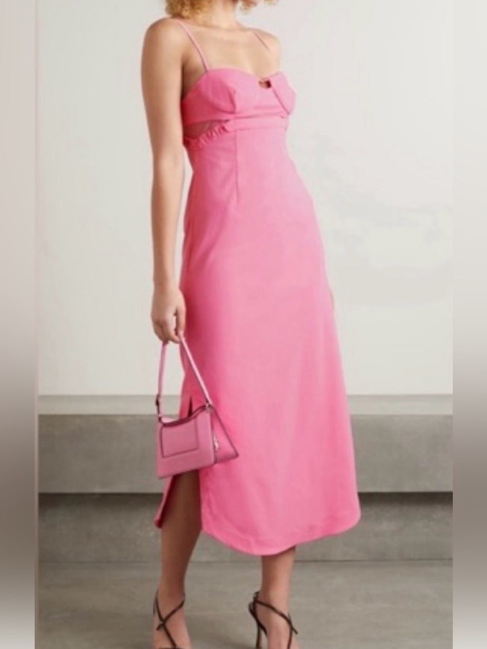 Jonathan Simkhai Alessi Cutout Midi Dress Pink Taffy Size 0 New No Tags